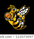 Aggresive Wasp Hornet Basketball Sport Team Mascot Logo 122073097