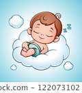 Cute Baby Boy Sleeping On Cloud 122073102