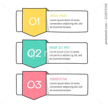 Doodle Infographic Template with 3 Arrows 122073150