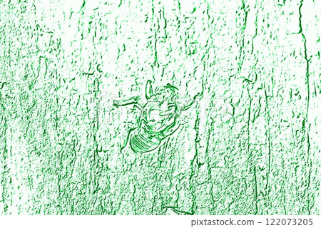 Cicada shell on green wall 122073205