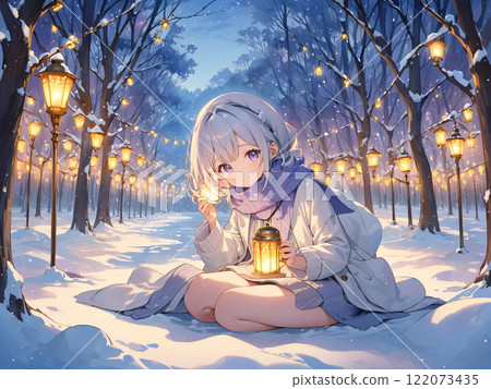 享受燈光之夜的女孩 享受燈光之夜的女孩 122073435