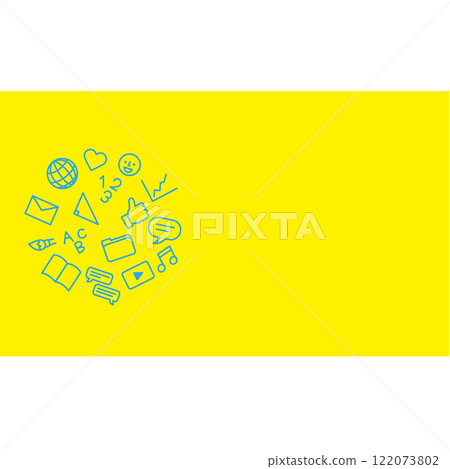 Background with simple icons of internet software, apps, etc.: Yellow, Blue Background with simple icons of internet software, apps, etc.: Yellow, Blue 122073802