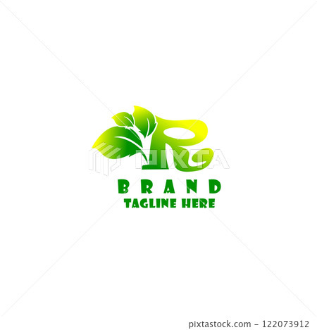 Letter R with leaf vector logo template 122073912