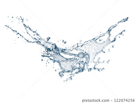3d illustration of abstract blue waves and splashes 122074256