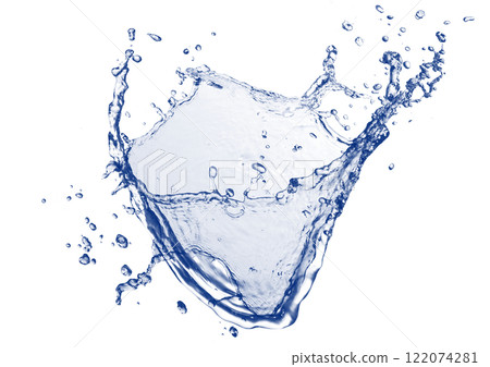 抽象藍色波浪和飛濺的 3d 插圖 122074281
