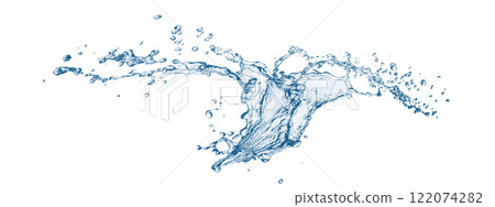3d illustration of abstract blue waves and splashes 122074282