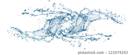 3d illustration of abstract blue waves and splashes 122074283