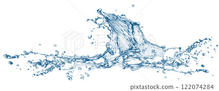 抽象藍色波浪和飛濺的 3d 插圖 122074284