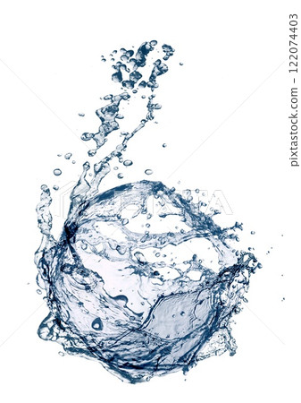 3d illustration of abstract blue waves and splashes 122074403