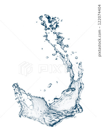3d illustration of abstract blue waves and splashes 122074404