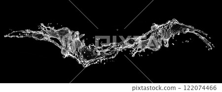 黑色背景上抽象波浪和飛濺的 3d 插圖 黑色背景上抽象波浪和飛濺的 3d 插圖 122074466