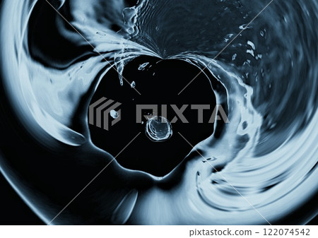 黑色背景上抽象波浪和飛濺的 3d 插圖 黑色背景上抽象波浪和飛濺的 3d 插圖 122074542