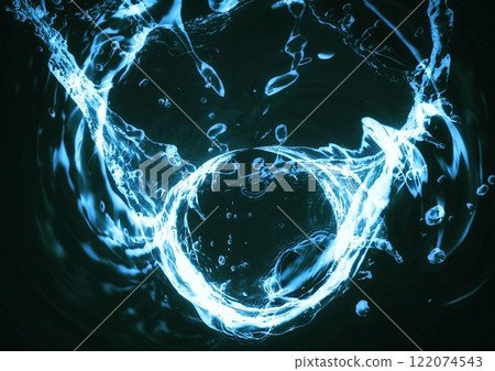 黑色背景上抽象波浪和飛濺的 3d 插圖 122074543