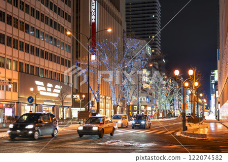 冬天的札幌，車站街道，北海道札幌大通公園附近的照明 122074582