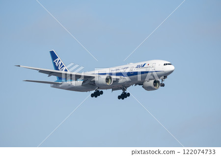 Winter at New Chitose Airport, landing plane, Chitose, Hokkaido Winter at New Chitose Airport, landing plane, Chitose, Hokkaido 122074733