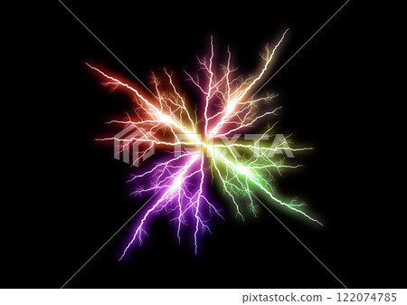 黑色背景上發光的抽象閃電的 3d 插圖 122074785