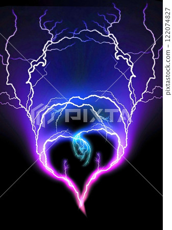 3d illustration of abstract lightning bolt glowing on black background 3d illustration of abstract lightning bolt glowing on black background 122074827