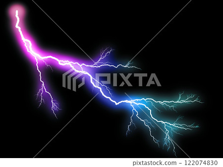 黑色背景上發光的抽象閃電的 3d 插圖 122074830