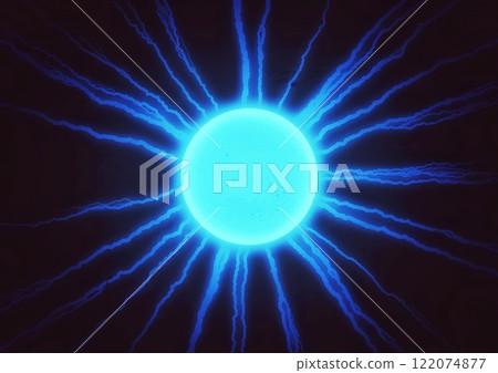 3d illustration of abstract blue light rays on black background 122074877