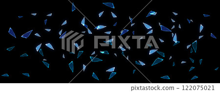 3d illustration of glass shards flying on black background 3d illustration of glass shards flying on black background 122075021