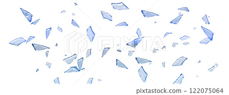 3d illustration of glass shards flying on white background 3d illustration of glass shards flying on white background 122075064
