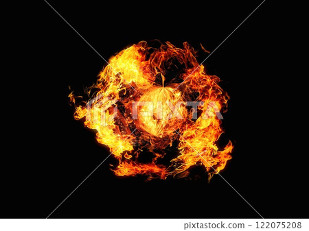 3d illustration of burning fire flames on a black background 3d illustration of burning fire flames on a black background 122075208