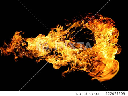 3d illustration of burning fire flames on a black background 3d illustration of burning fire flames on a black background 122075209