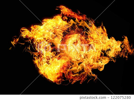 3d illustration of burning fire flames on a black background 3d illustration of burning fire flames on a black background 122075280