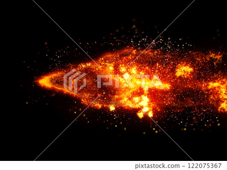 黑色背景上燃燒火焰的 3d 插圖 黑色背景上燃燒火焰的 3d 插圖 122075367