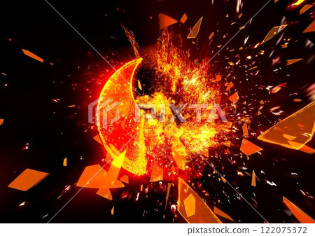 黑色背景上燃燒火焰的 3d 插圖 黑色背景上燃燒火焰的 3d 插圖 122075372