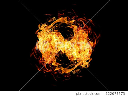 3d illustration of burning fire flames on a black background 3d illustration of burning fire flames on a black background 122075373