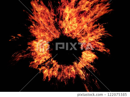 3d illustration of burning fire flames on a black background 122075385