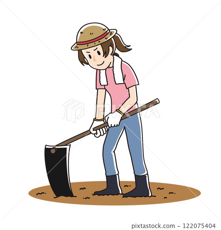 A woman tilling the fields with a gentle touch A woman tilling the fields with a gentle touch 122075404