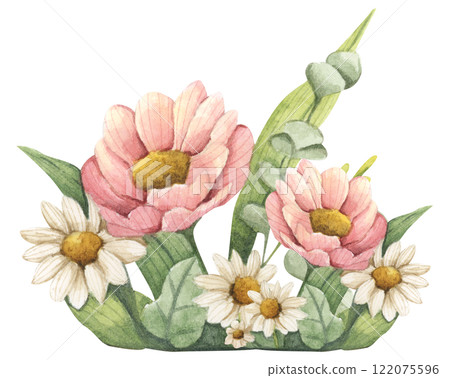 Watercolor floral bouquet set for wedding, stationery, invitations, cards. 122075596