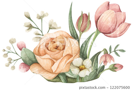 Watercolor floral bouquet set for wedding, stationery, invitations, cards. Watercolor floral bouquet set for wedding, stationery, invitations, cards. 122075600