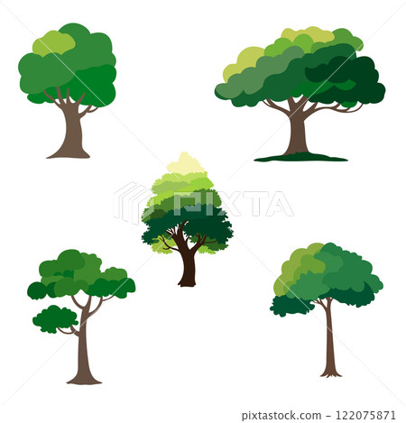 set of vector colored trees set of vector colored trees 122075871