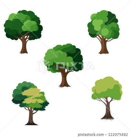 set of vector colored trees 122075882