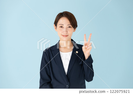 Female lawyer peace sign 122075921
