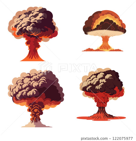 Nuclear explosion. Vector art of the atomic bomb 122075977