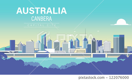 Australian capital Canberra skyline background 122076000