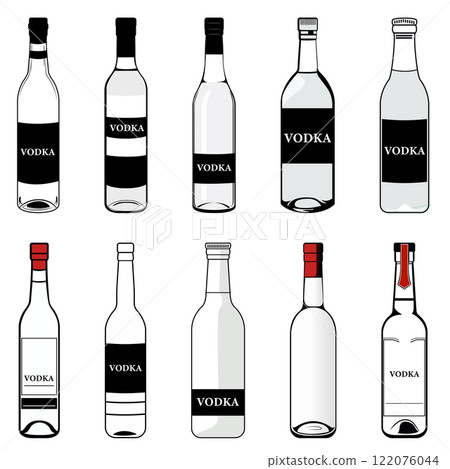 set of vector vodka bottle icons 122076044
