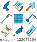 瓷磚施工中使用的各種工具的插圖集 122076264