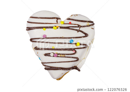 Heart shaped cookie isolated on white background Heart shaped cookie isolated on white background 122076326