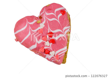 Heart shaped cookie isolated on white background Heart shaped cookie isolated on white background 122076327