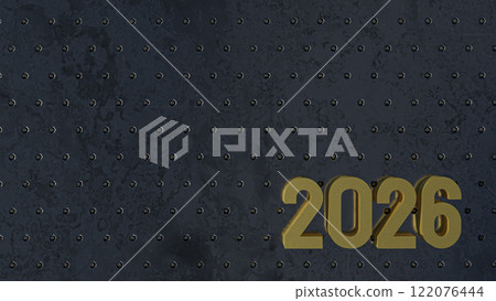 The Gold 2026 on metal plate for Background concept 3d rendering. The Gold 2026 on metal plate for Background concept 3d rendering. 122076444