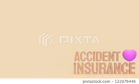 The Accident insurance wood and pink heart 3d rendering image. 122076446