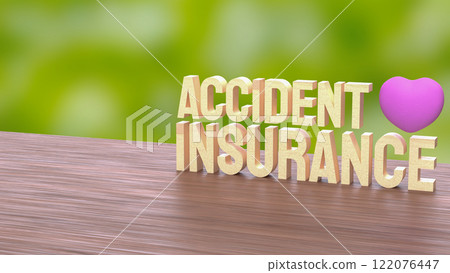 The Accident insurance wood and pink heart 3d rendering image. The Accident insurance wood and pink heart 3d rendering image. 122076447