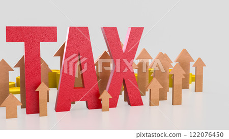 Red tax and arrow up for business concept 3d Rendering. 122076450
