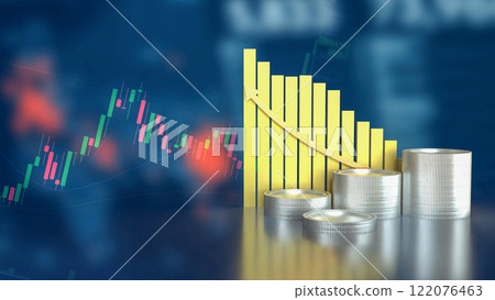 The Coins and chart for Business concept 3d Rendering. The Coins and chart for Business concept 3d Rendering. 122076463