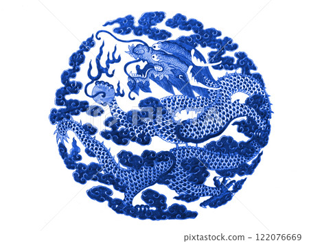 Chinese dragon painted on a ceramic vase Chinese dragon painted on a ceramic vase 122076669